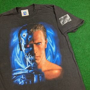 Vintage Terminator 2 Shirt Mens M Black Universal‎ Studios Arnold Movie 90s USA